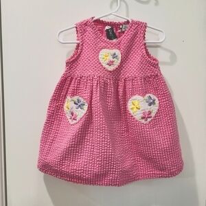 Vintage Youngland Toddler Girl‎ Sleeveless Dress Pink Gingham Heart applique